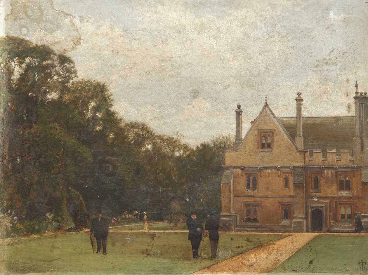 In the Grounds of Magdalen College, Dr Fisher (Fellow), J. Henderson (Bursar) and Major-General Rigaud in the Foreground by Pierre François Joseph Tonneau
