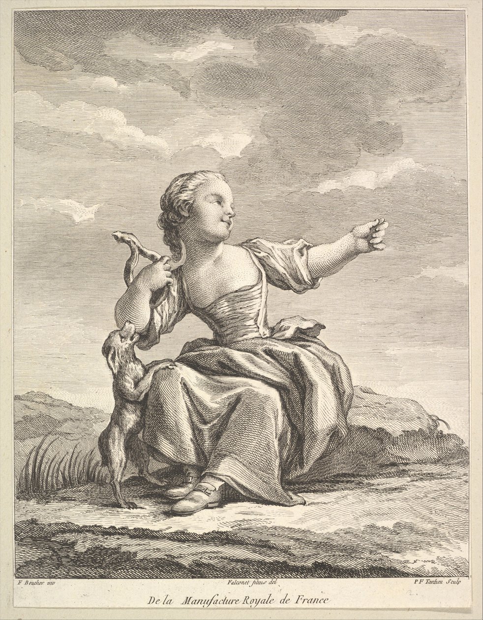 Little Girl Playing with a Dog, from Deuxième Livre de Figures d