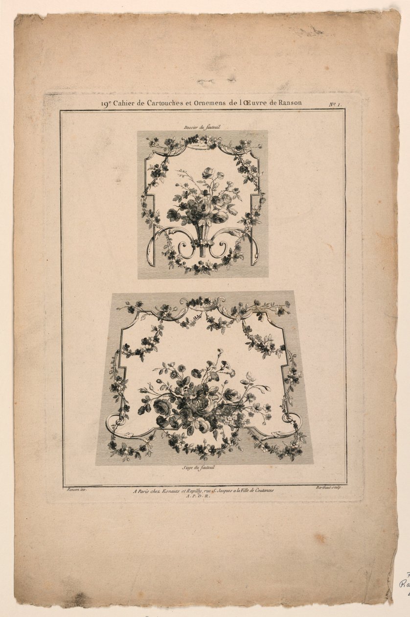 Designs for Tapestry Chair Seats, Plate 1 from 