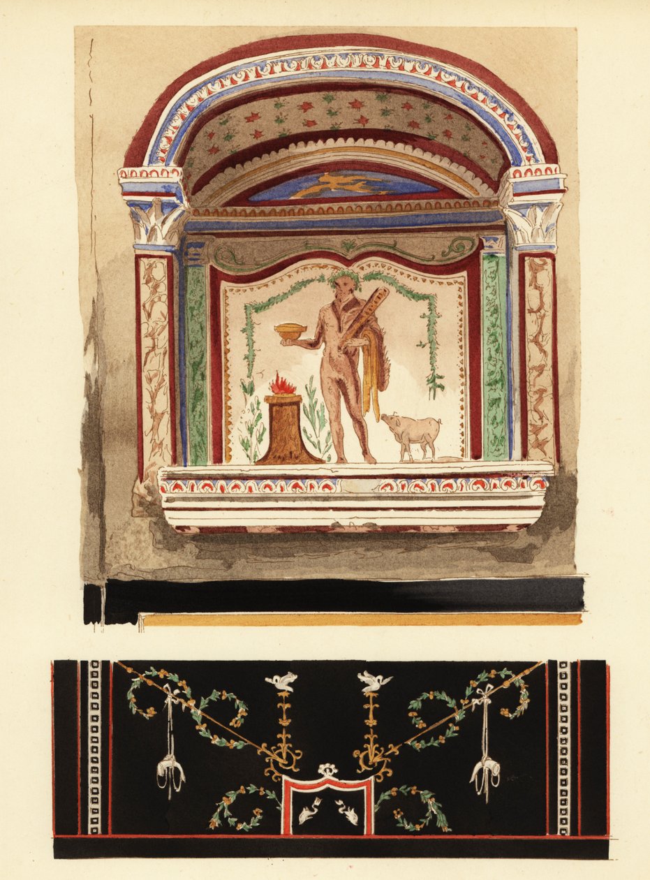 Lararium niche painting dedicated to Hercules in an annex (Casa del Cenacolo, V by Pierre Gusman