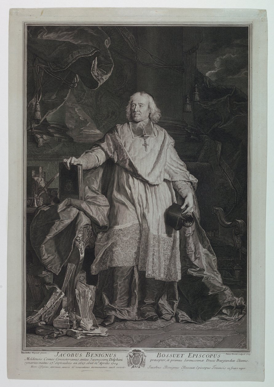 Portrait of Cardinal Jaques Benigne Bossuet (1627-1704) by Pierre Imbert Drevet