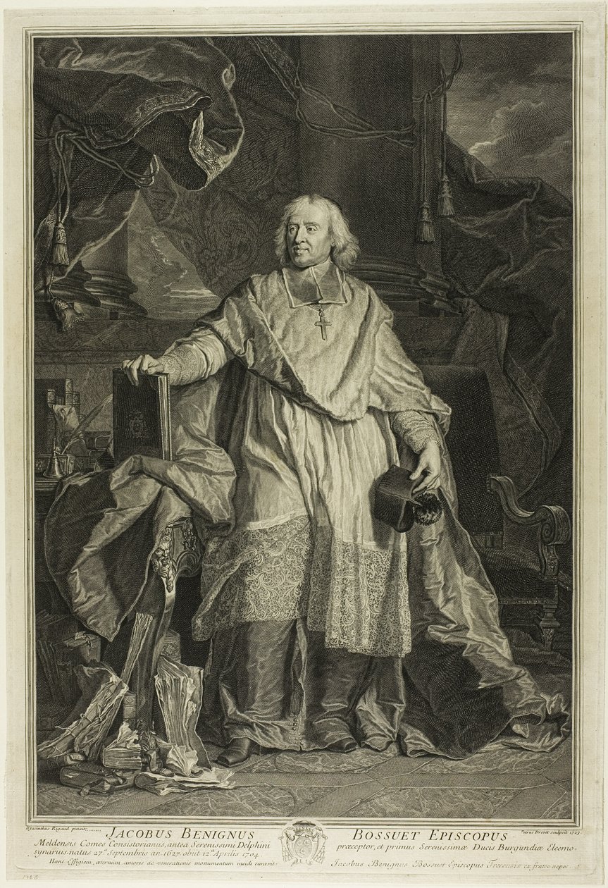 Portrait of Jacques Bénigne Bossuet, Bishop of Meaux by Pierre Imbert Drevet