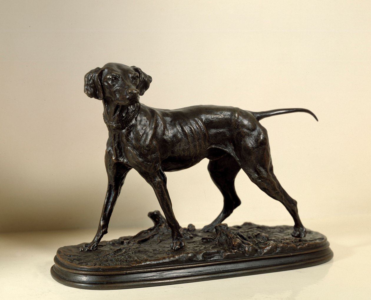 Braque, hunting dog (Bronze sculpture) by Pierre Jules Mene