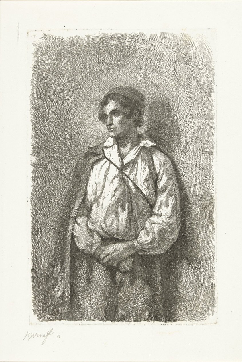 Portrait of an Unknown Young Man with Cap and Cape by Pierre Louis Dubourcq