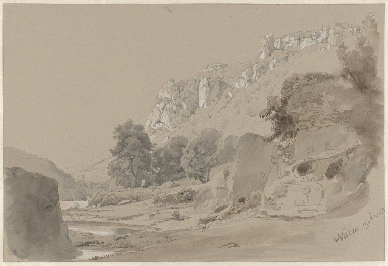 The Nera River near Narni by Pierre Louis Dubourcq
