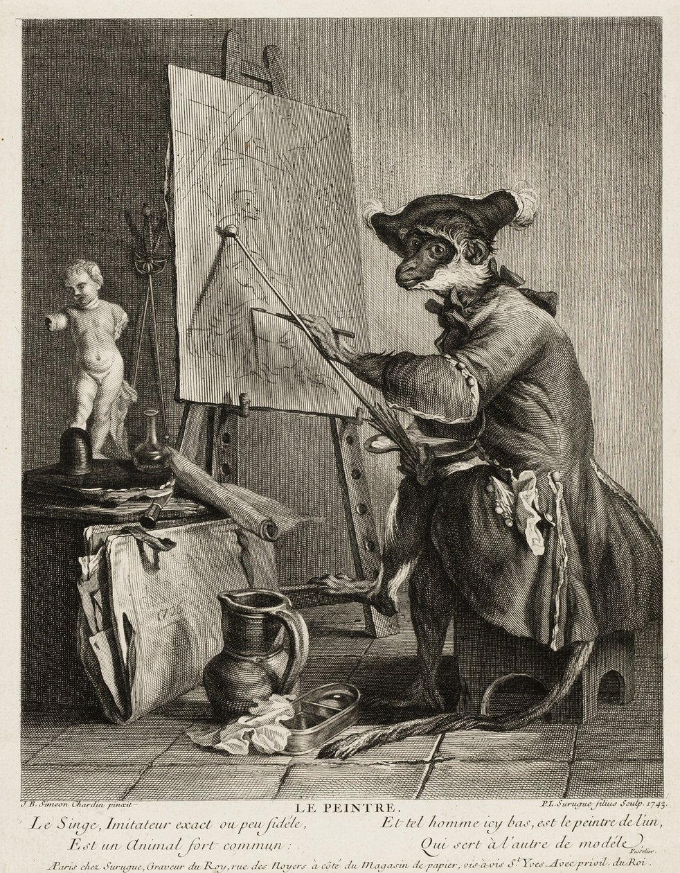The Monkey Painter by Pierre Louis de Surugue