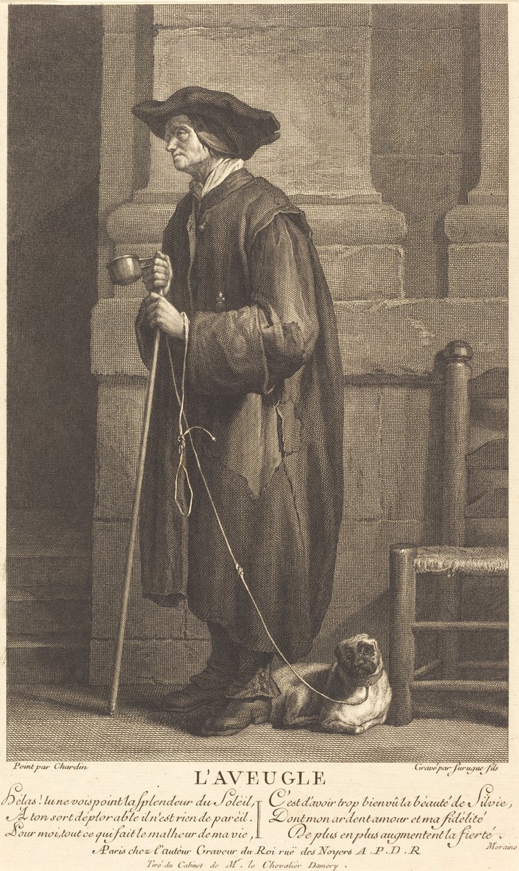 The Blind Beggar by Pierre Louis de Surugue after Jean Siméon Chardin