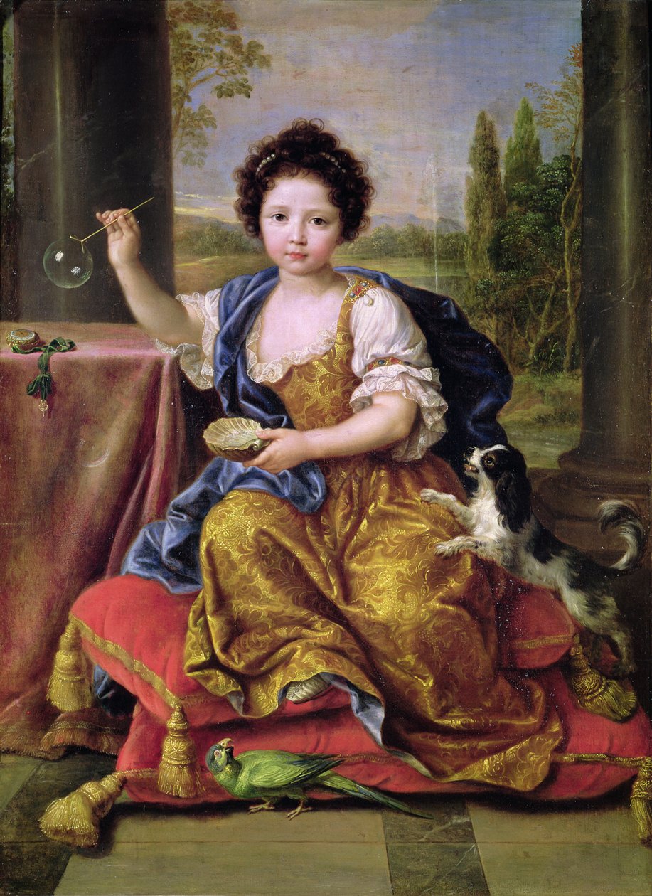 Marie-Anne de Bourbon Mademoiselle de Blois, Blowing Soap Bubbles by Pierre Mignard