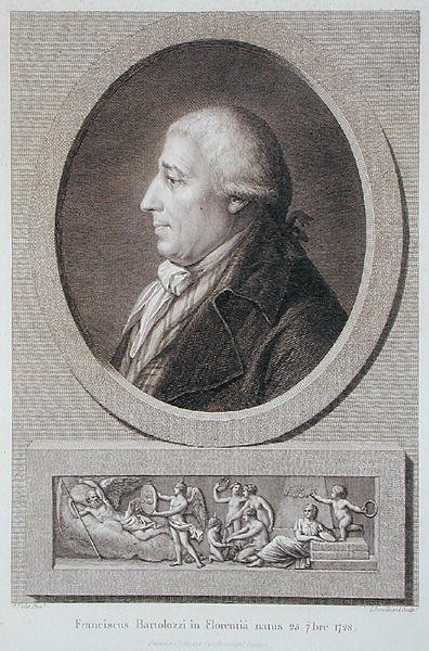 Portrait of Francesco Bartolozzi (1727-1815) engraved by Jacques Brouillard (1744-1806) by Pierre Noel Violet