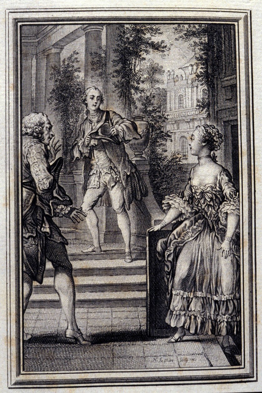 La Confidente sans savoir ou le Stratageme (Illustration by P.P. Choffard, 1776) by Pierre Philippe Choffard