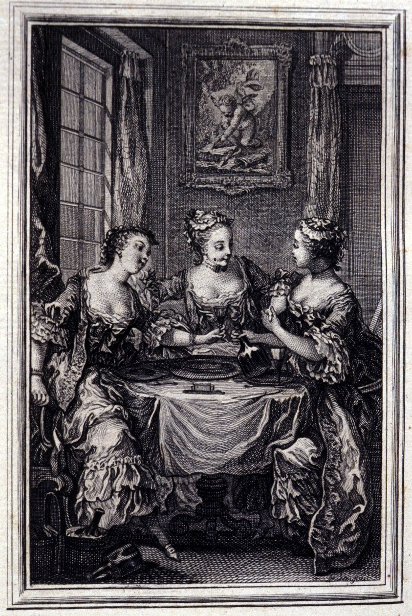 La Gageure des trois commeres - in “Tales et nouvelles en vers” by Jean La Fontaine. 1776. Illustration by P.P. Choffard by Pierre Philippe Choffard