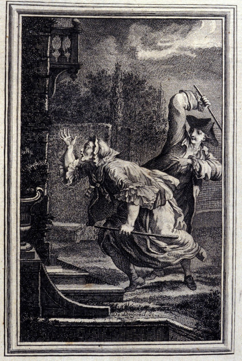 Le Cucku, beaten, et content - in “Tales et nouvelles en vers” by Jean La Fontaine. 1776. Illustration by P.P. Choffard by Pierre Philippe Choffard