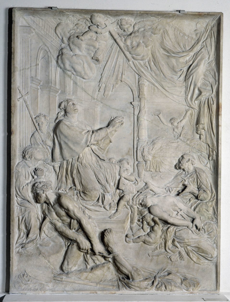 Low Relief of the Plague of Milan - Saint Charles Borromeo Praying by Pierre Puget