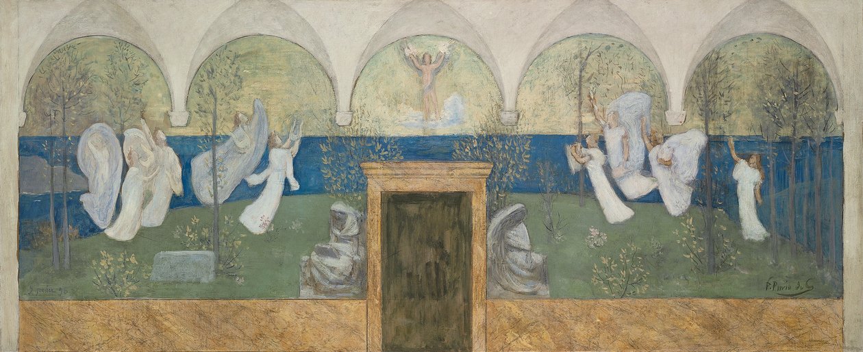 A Preparatory Painting for Les Muses Inspiratrices Acclament le Génie, Messager de Lumière by Pierre Puvis de Chavannes