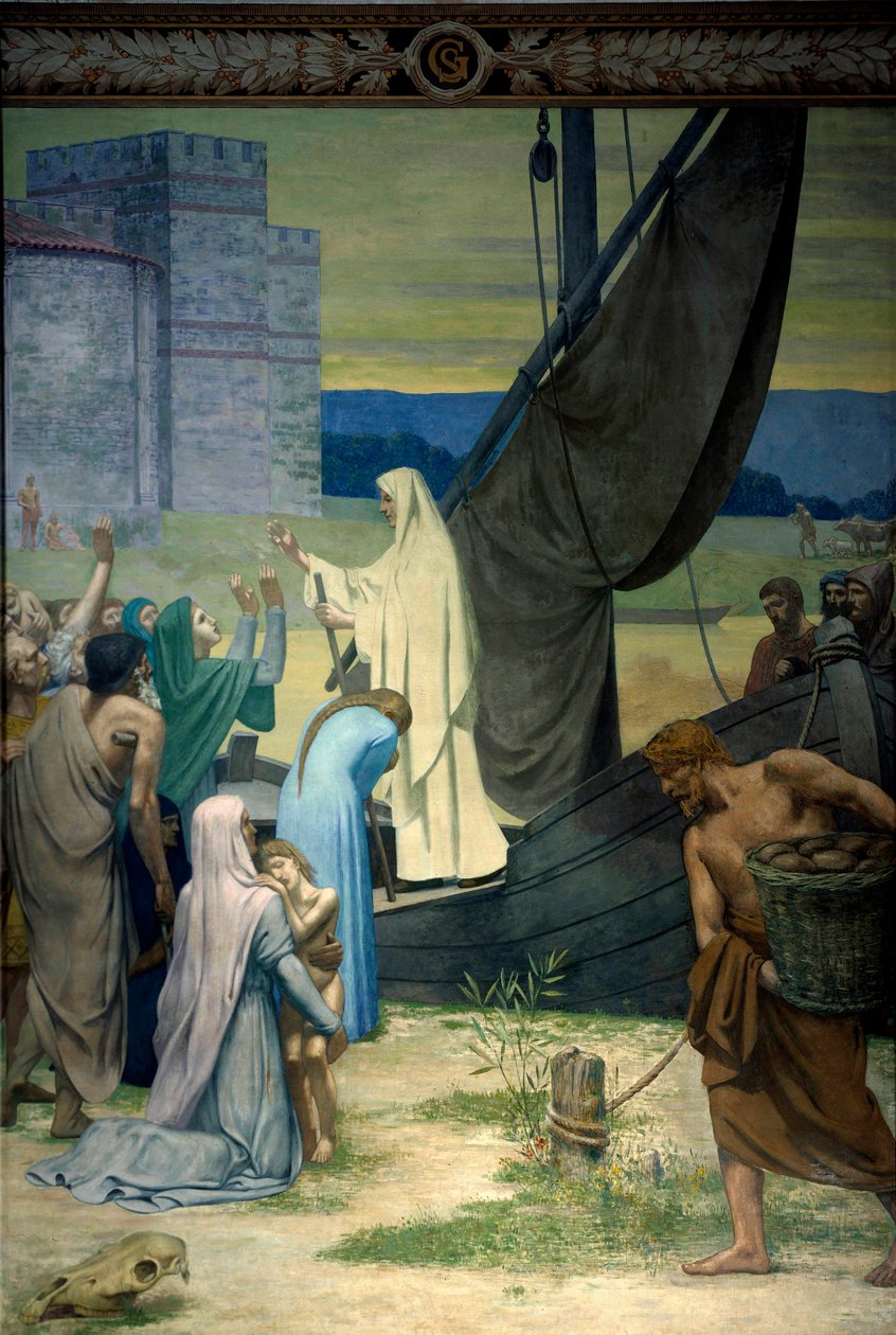 Sainte Genevieve supplying Parisians besieged by the army of Attila, king of the Huns by Pierre Puvis de Chavannes