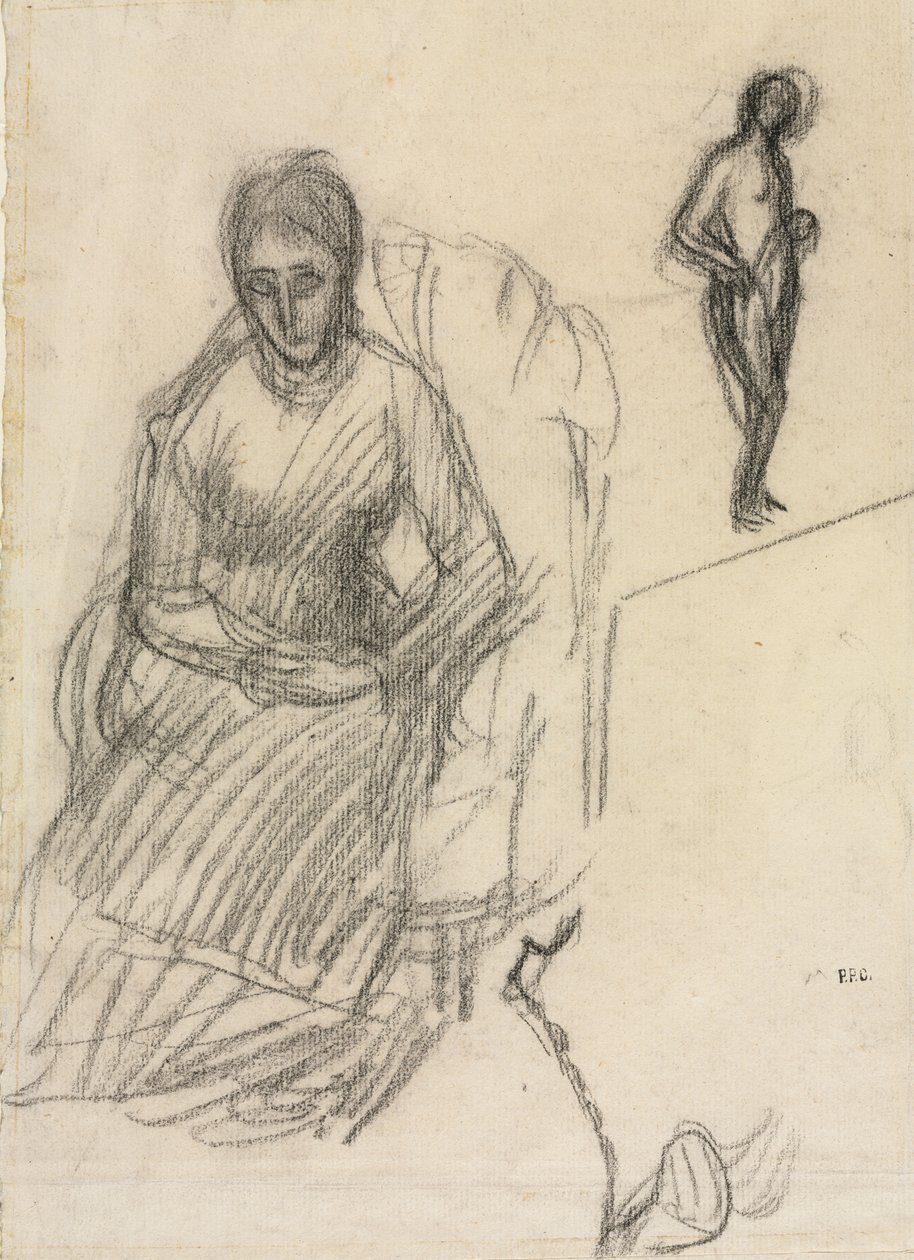 Study of Madame Marie Cantacuzène; Study of Standing Female Nude by Pierre Puvis de Chavannes