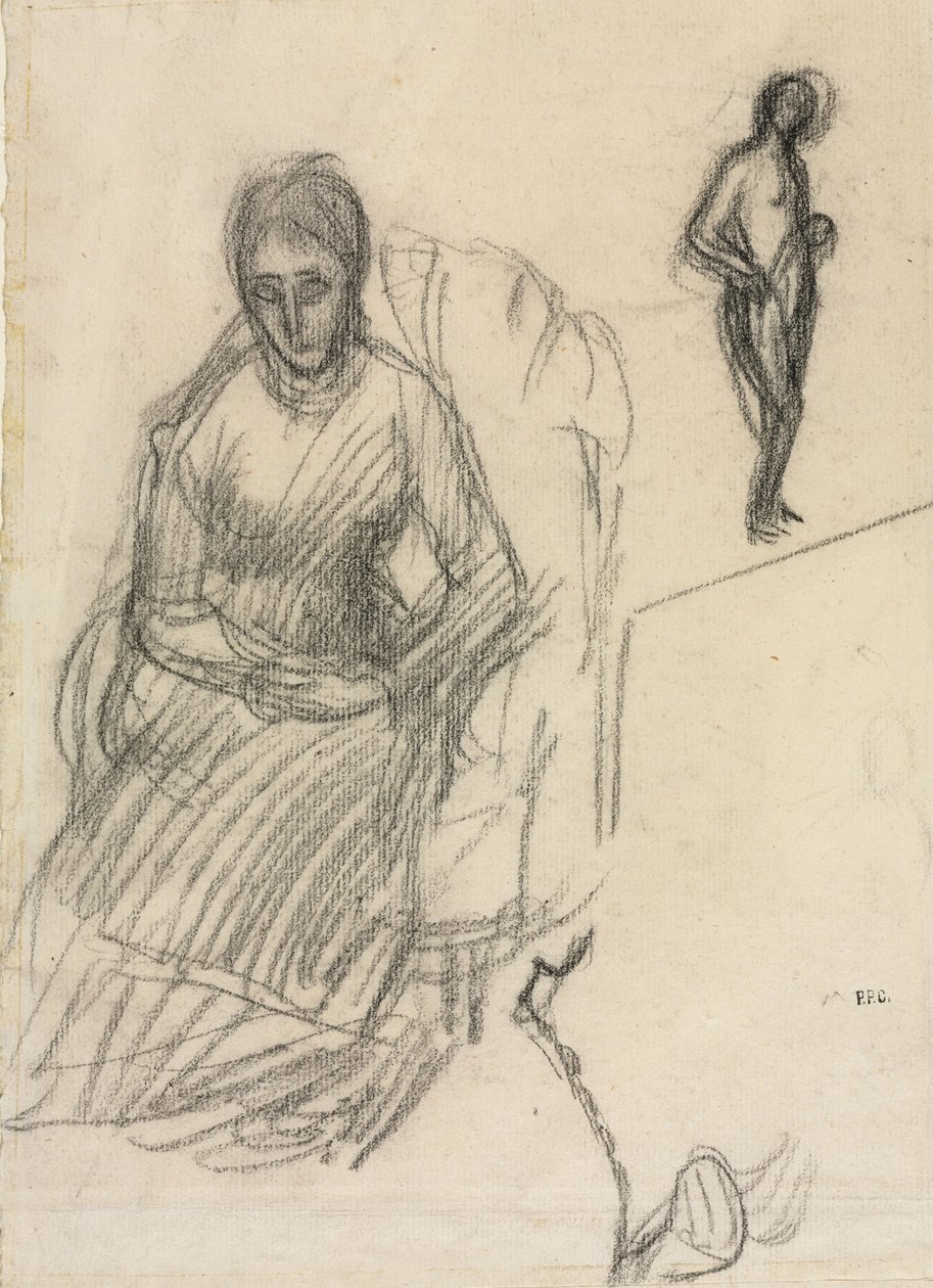Study of Madame Marie Cantacuzène; Study of Standing Female Nude by Pierre Puvis de Chavannes