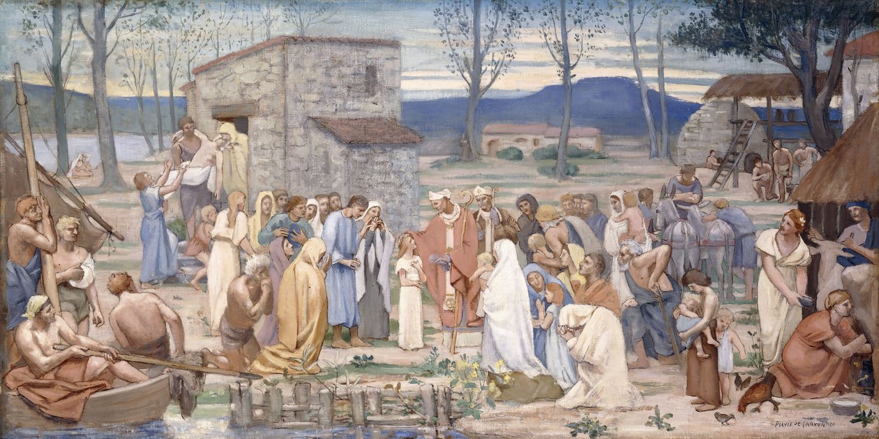 The Childhood of Saint Genevieve by Pierre Puvis de Chavannes