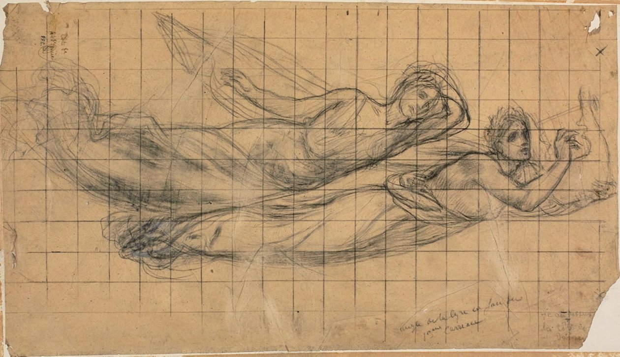 Two Flying Figures with a Lyre (Study for The Sacred Grove, Beloved of the Arts and the Muses) by Pierre Puvis de Chavannes