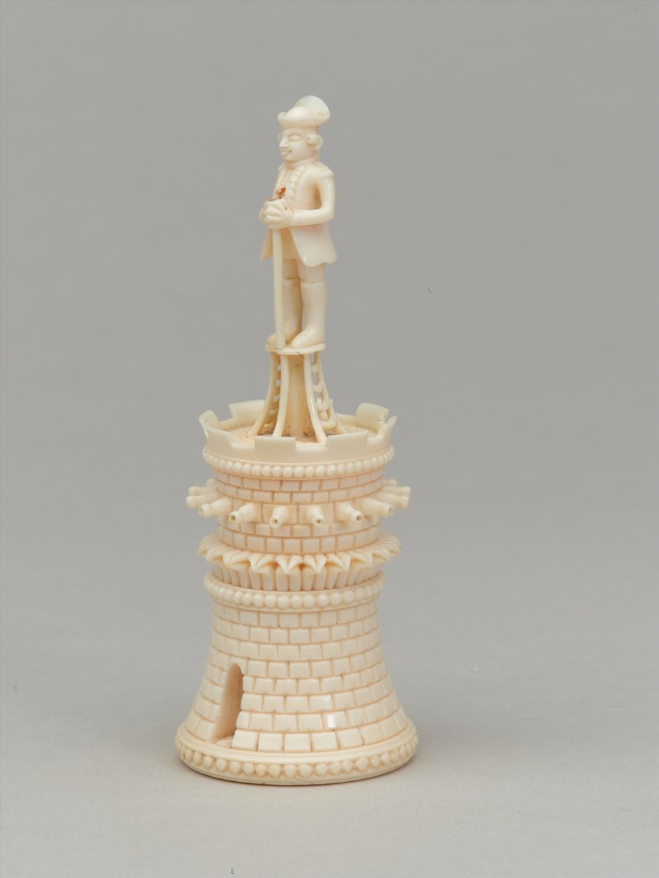 White rook, chess piece, India, 1820 circa by Pierre Simon Dequoy