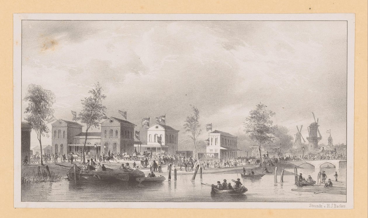 Station Buildings of the Rhine Railway in Amsterdam by Pierre Tetar van Elven (possibly)