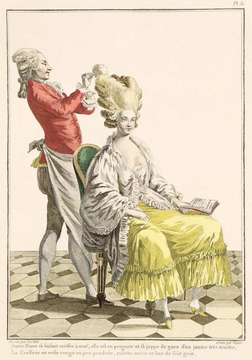 A Young Woman in a Peignoir with her Hairdresser, plate 31 from 