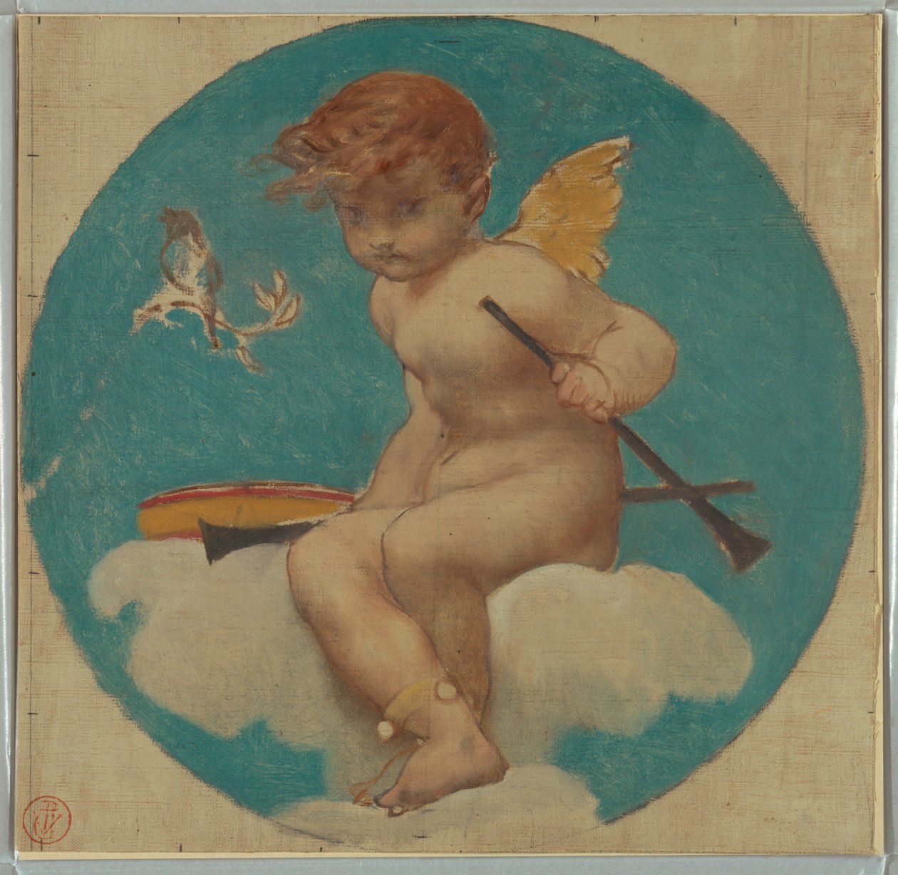 Study for Roundel with Putto Holding Attributes of Music by Pierre Victor Galland