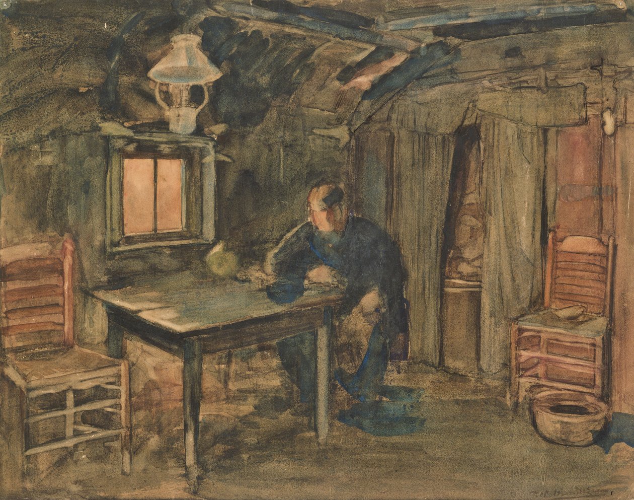 Hannes Van Nistelrode Seated in His Farmhouse, 1904 by Piet Mondrian