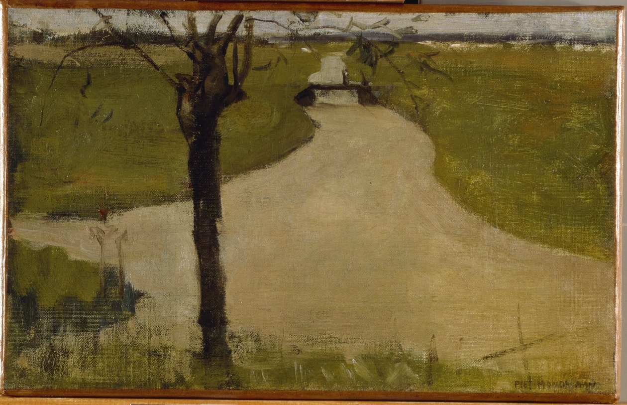 Irrigation Ditch with Young Pollarded Willow, Oil Sketch II, 1900 by Piet Mondrian
