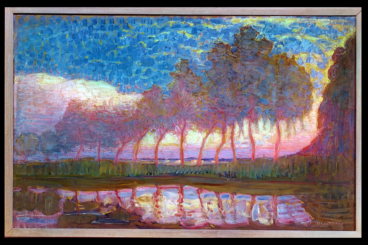 Row of Eleven Poplars in Red, Yellow, Blue and Green, 1908 by Piet Mondrian