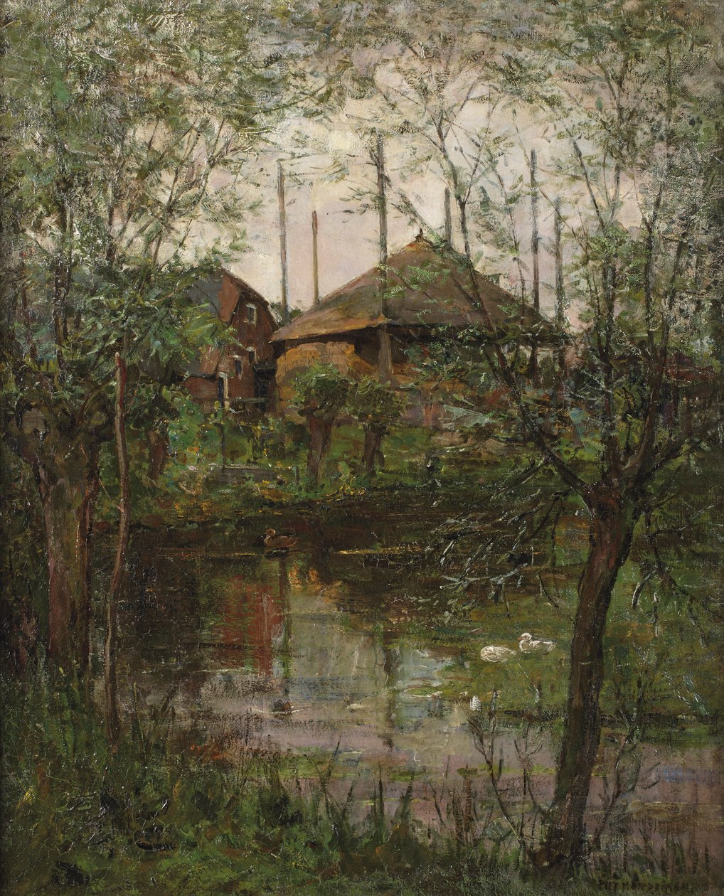Haystack with willow trees by Piet Mondrian: Fine art print