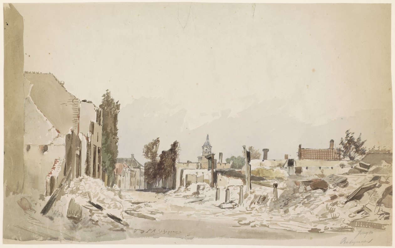 The Ruins at Bodegraven After the Fire of June 1870 by Piet Schipperus