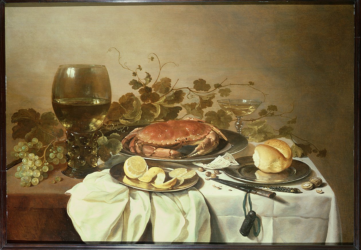Breakfast Still Life with Roemer and a Crab by Pieter Claesz