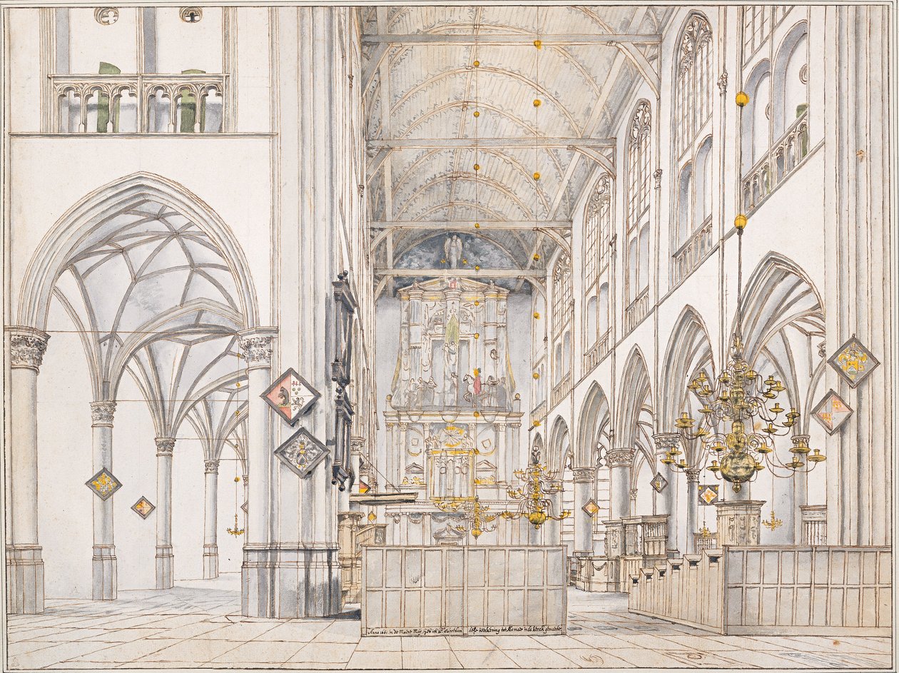 Interior of the Church of St. Lawrence (Groote Kerk or Great Church) in Alkmaar, 1661 by Pieter Janszoon Saenredam