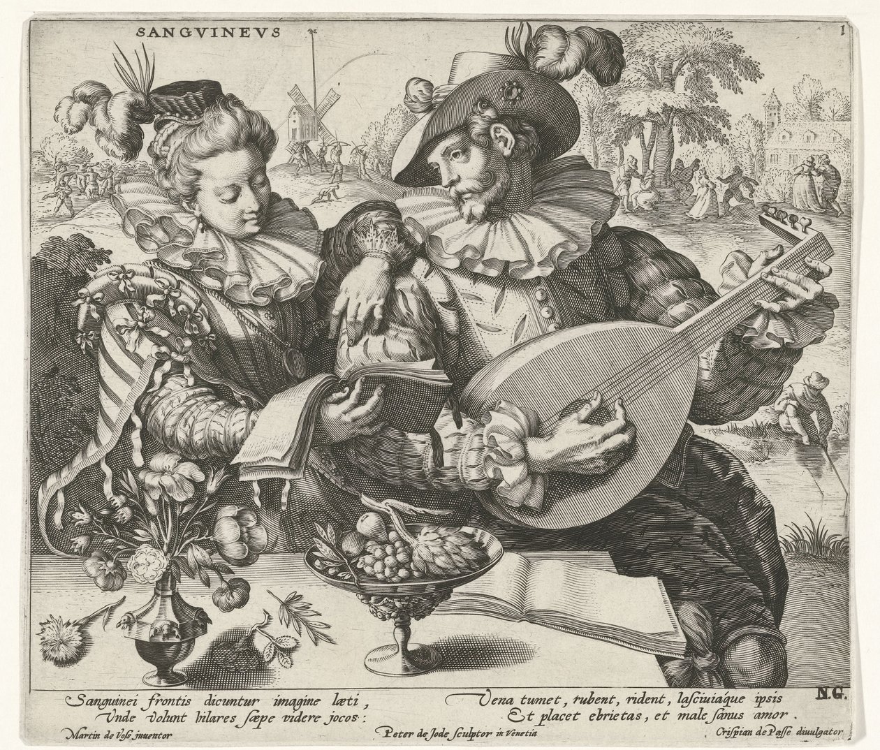 The Four Temperaments, Sanguine by Pieter de Jode I