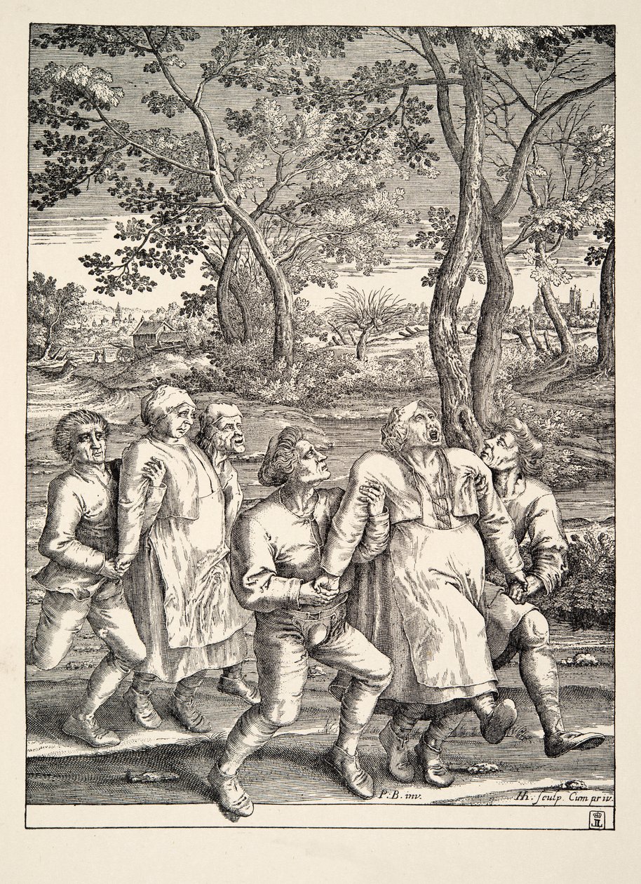 Two Groups of Peasants Following the Pilgrimage of Epilepsy by Pieter Bruegel the Elder