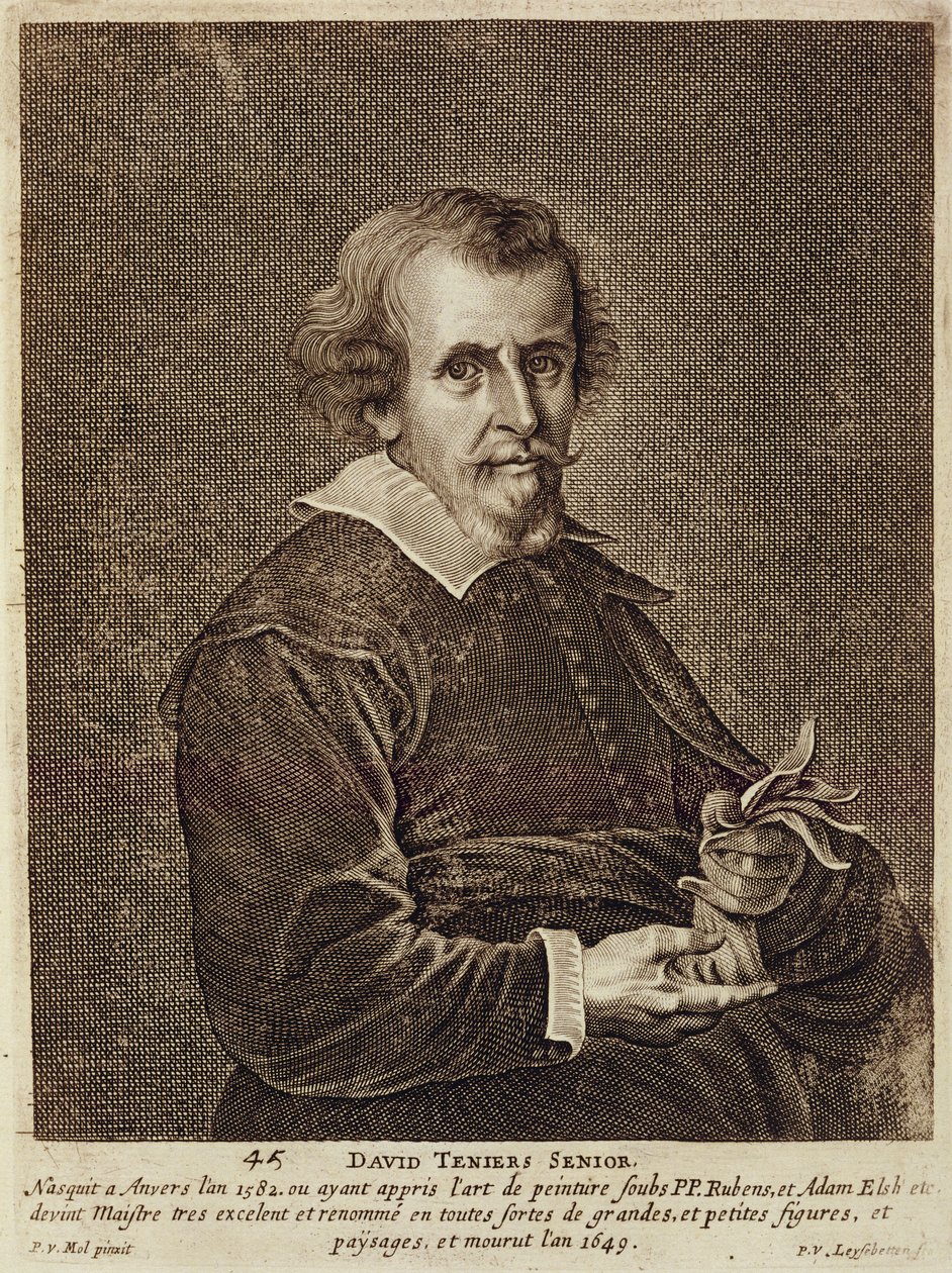 Portrait of David Teniers I, plate 45 from a series of portraits of artists, engraved by Peter van Leysebetten by Pieter van Mol
