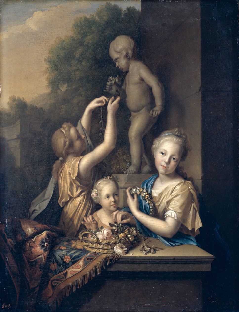 Three Girls sacrifice Flowers to Amor by Pieter van der Werff