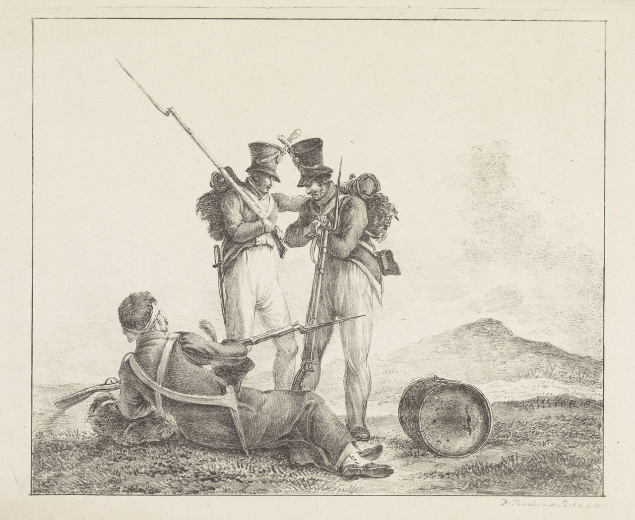 Three Soldiers on the Battlefield by Pieter Bartholomeusz. Barbiers