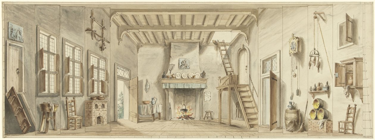 Design for a Stage Set for the Flemish Opera The Little Pirate by Pieter Bartholomeusz. Barbiers