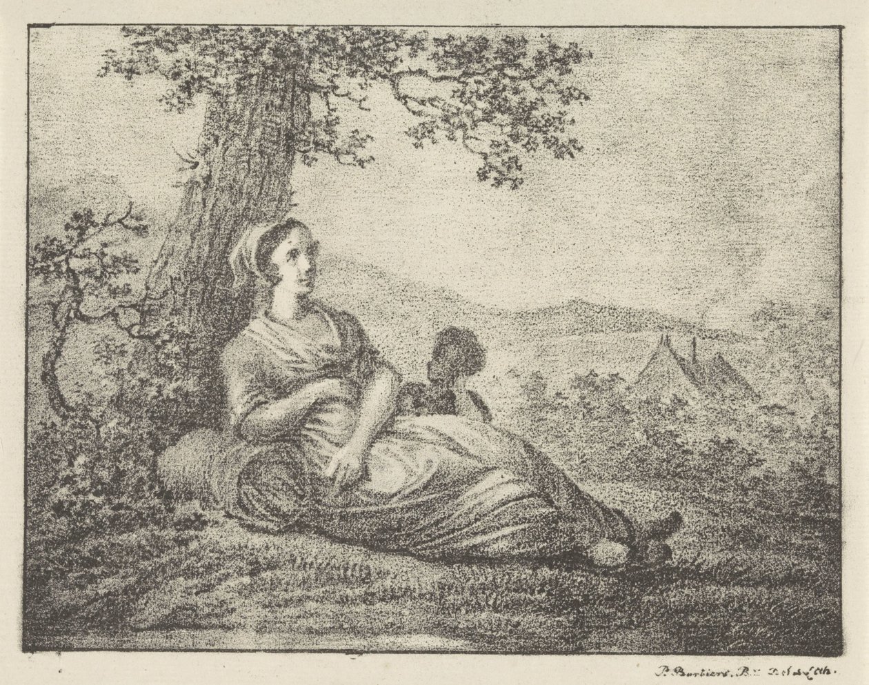 Resting Woman by Tree by Pieter Bartholomeusz. Barbiers