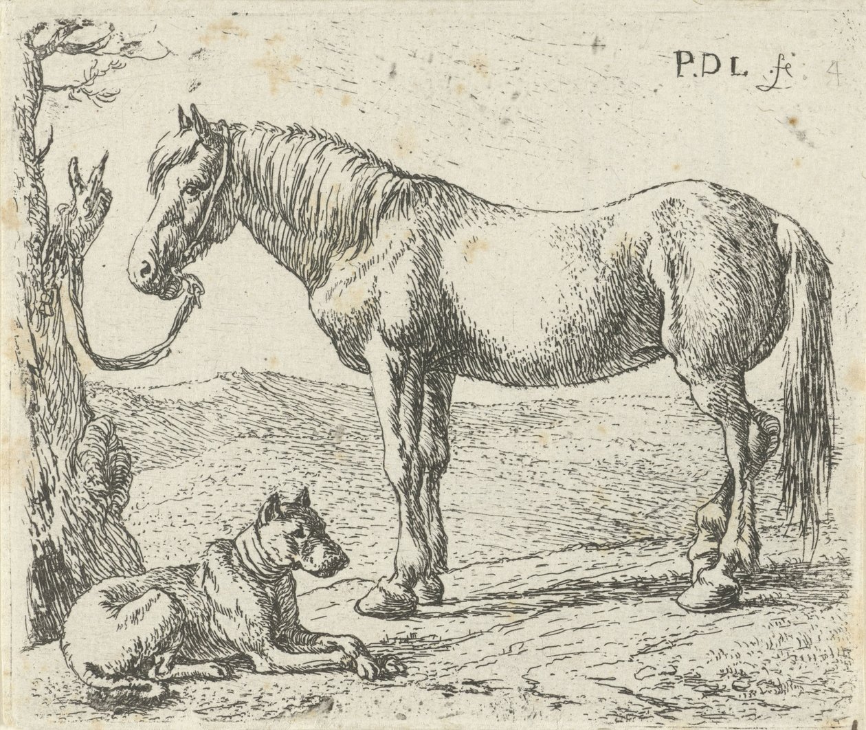 Horse and Dog in a Meadow by Pieter Bodding van Laer