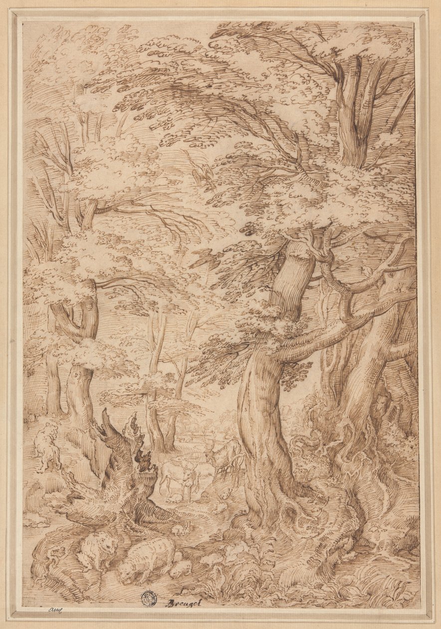 Forest Landscape with Wild Animals by Pieter Bruegel the Elder