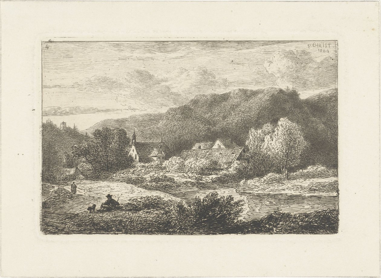 Hilly Landscape with Church and Houses by Pieter Casper Christ