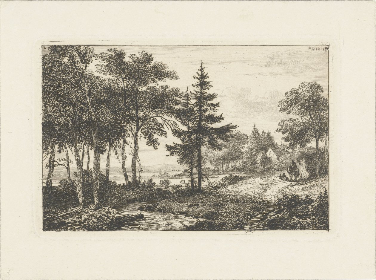 Landscape with Pine Tree and Rider (Water Landscapes) by Pieter Casper Christ