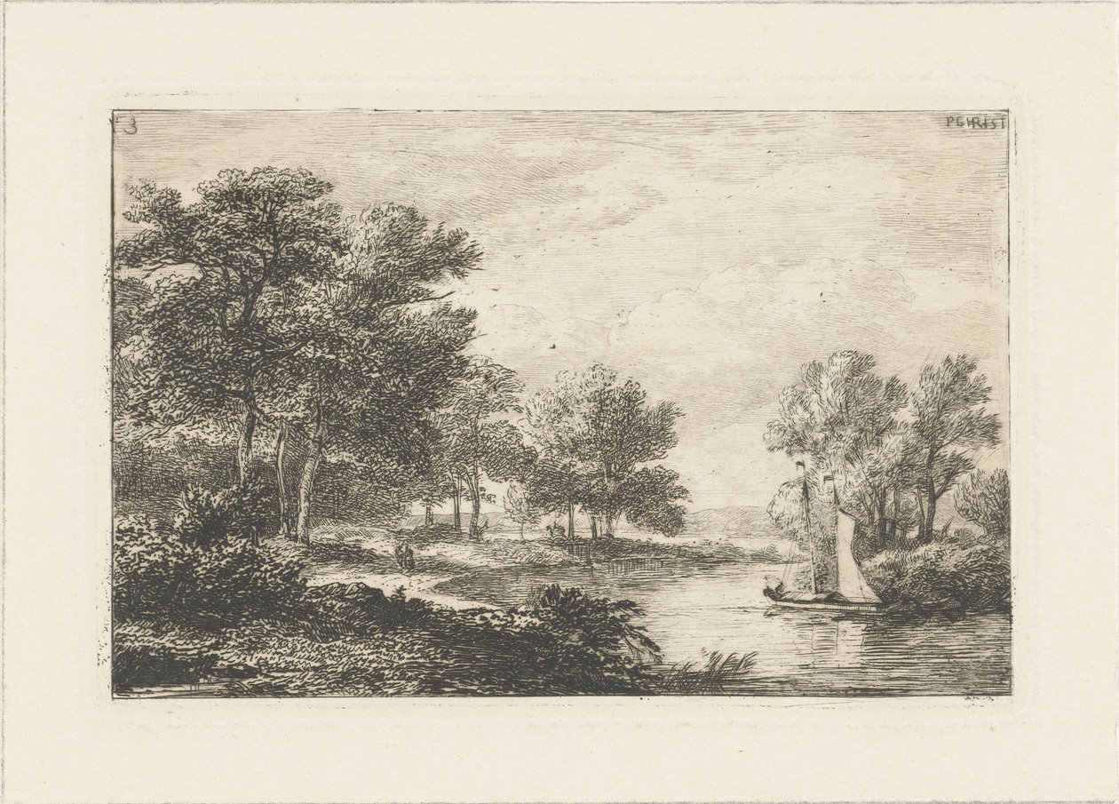 River Landscape with Sailboat (Water Landscapes series) by Pieter Casper Christ