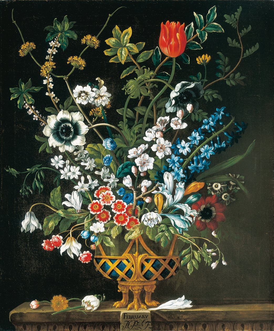 February, from The Twelve Months of Flowers, a floral calendar of still lifes by Pieter Casteels
