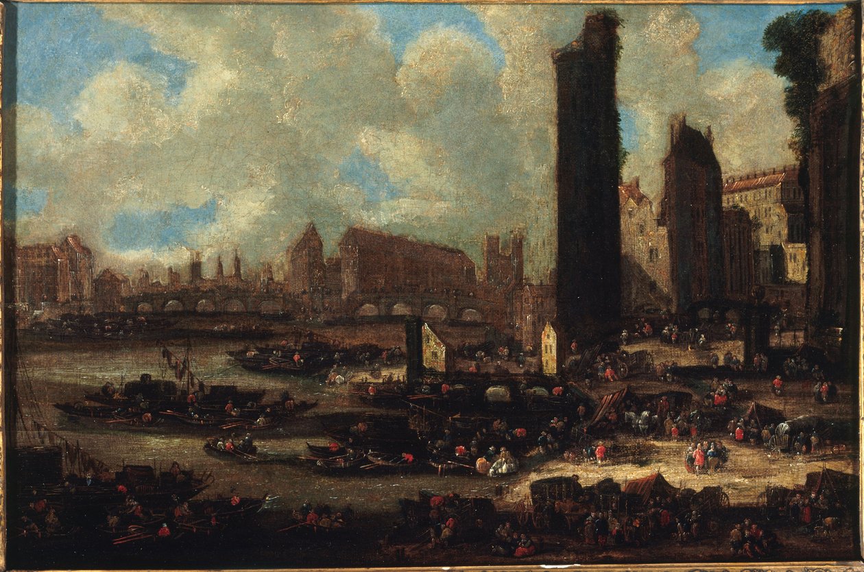 Pont-Neuf, the Cité, the Tower and the Gate of Nesle, circa 1650 by Pieter Casteels