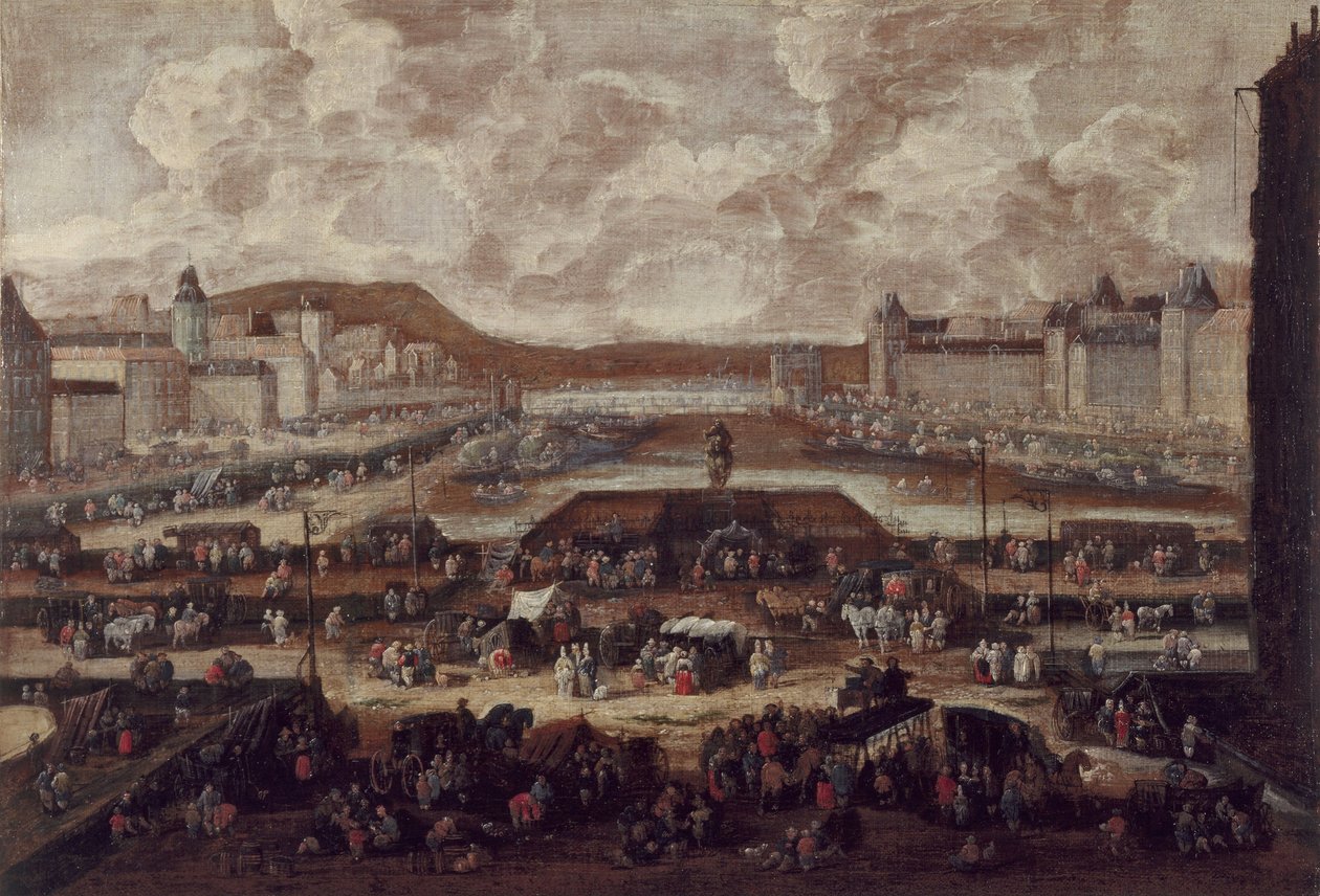 The Pont-Neuf, the Seine and the Louvre, circa 1670 by Pieter Casteels