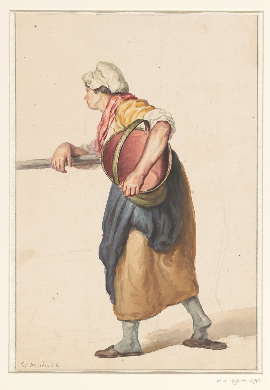 Standing Woman with a Bucket Under Her Arm by Pieter Christoffel Wonder